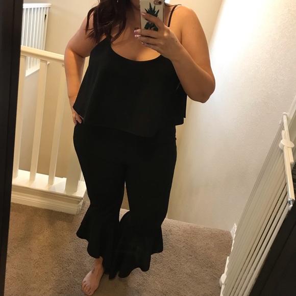 ❤️LAST NEW PLUS Black Ruffle Jumpsuit - Picture 3 of 7